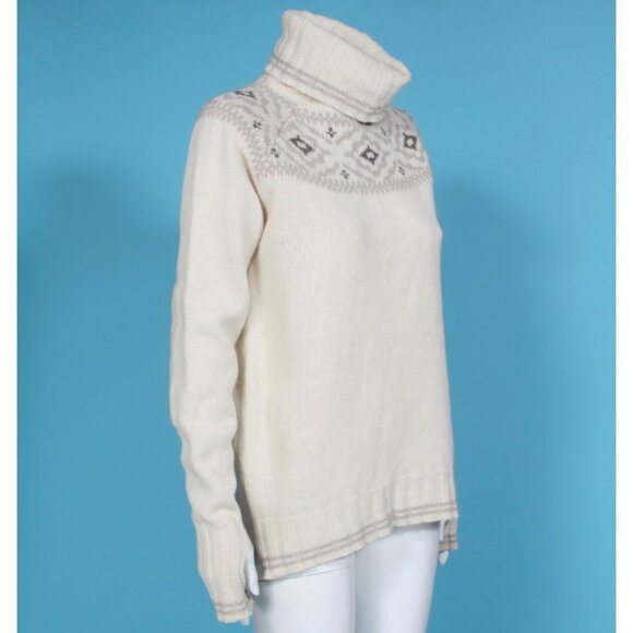 DEVOLD Ona Round Cream Fair Isle Turtle Neck Wool Knit Ski Sweater sz L /958 - Picture 5 of 7